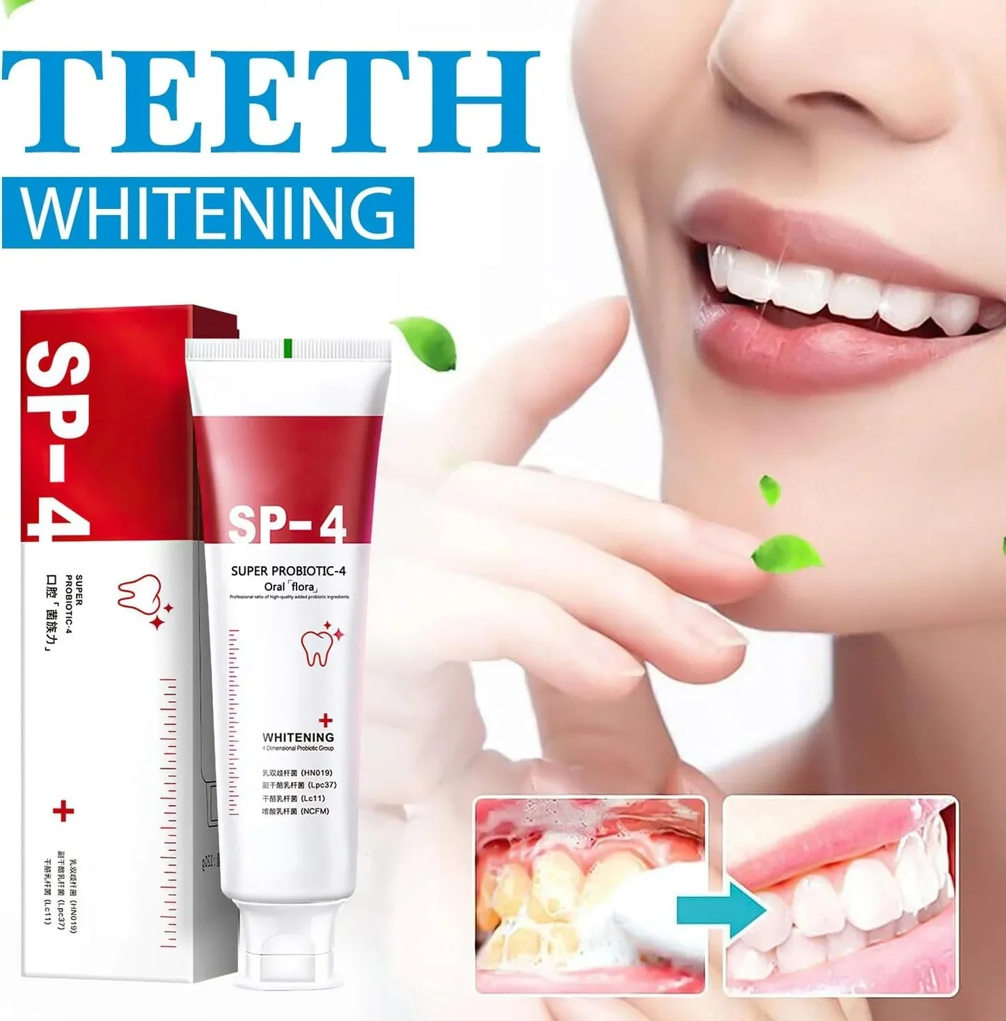 Yayashi SP4 Oral Care ProbioticToothpaste 120g – Shine , Remove Years of Coffee, Tea & Smoking Stains