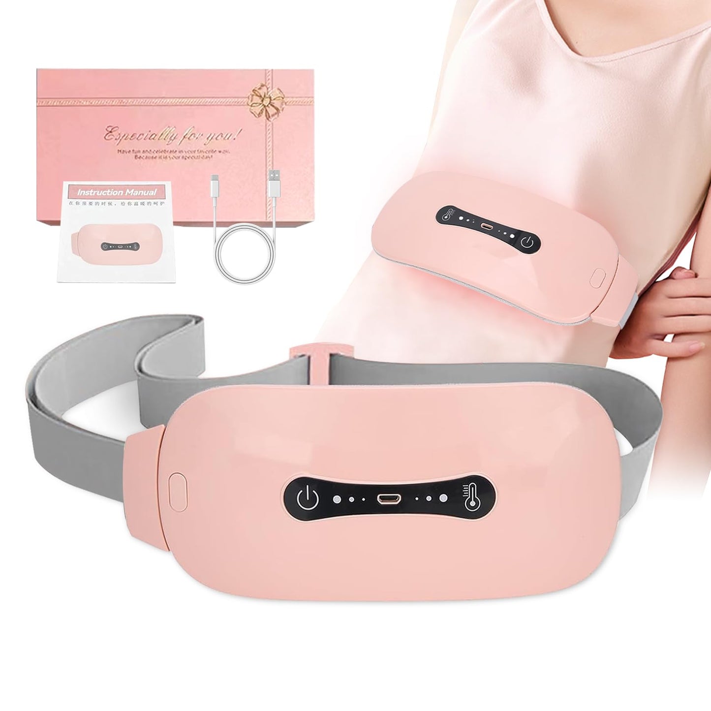 2-in-1 Period Pain Relief Belt & Heating Massager for Cramps