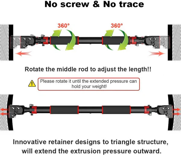 Adjustable No-Screw Pull-Up Bar (200KG Capacity)