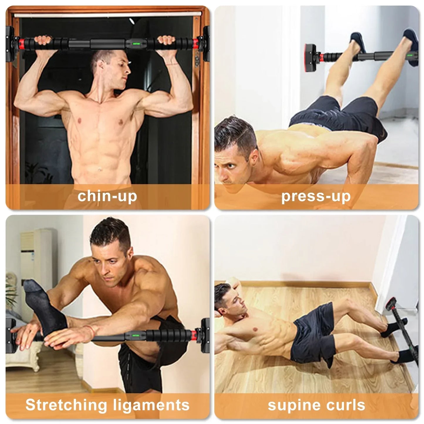 Adjustable No-Screw Pull-Up Bar (200KG Capacity)